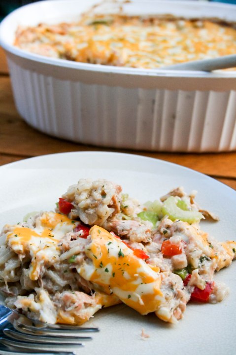 Making over salmon leftovers into Creamy Salmon, Asparagus & Rice Casserole #MOLOmonday