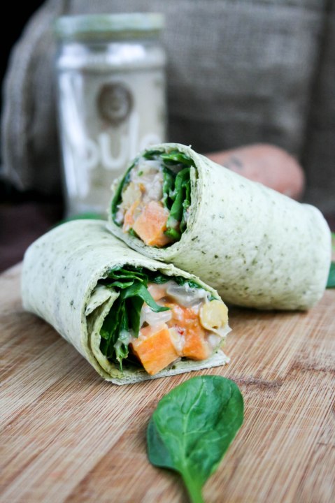 Coconut Adobo Yam & Chickpea Wraps