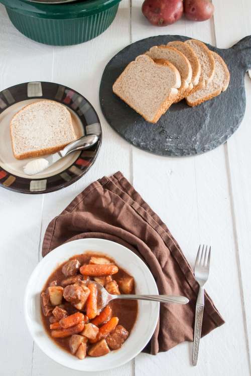 This is our family's favourite stew, and it's so easy to make. Throw everything into the pot and let it simmer all day. 