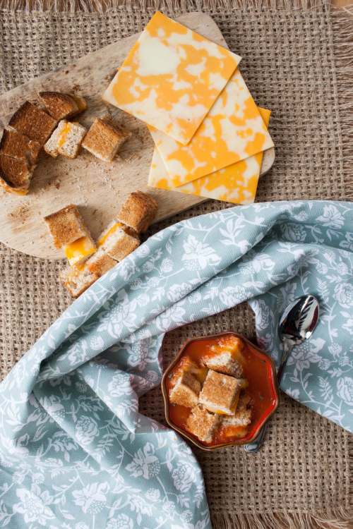 Tomato Soup with Grilled Cheese Croutons