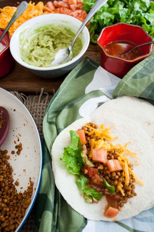 Lightning fast Lentil Taco recipe, and a Taco template to help you create countless taco dinners.