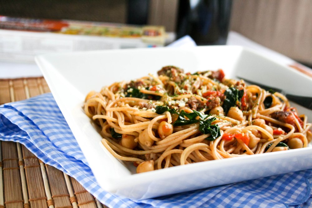 Spaghetti with Turkey Sausage & Kale