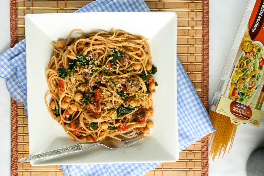 Spaghetti with Turkey Sausage & Kale