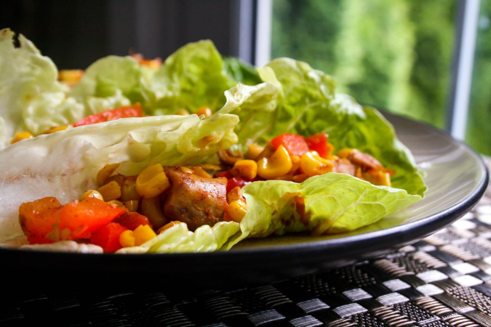 Mexican Chicken & Corn Lettuce Wraps