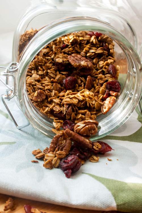 Cranberry Gingerbread Granola. This would be delicious on Christmas morning