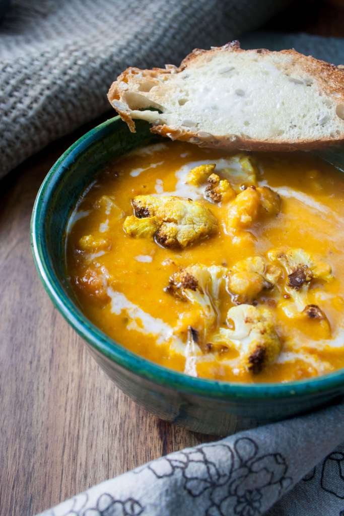 Curried Cauliflower Lentil Soup. A gorgeous soup made with roasted cauliflower, curry, red lentils and coconut milk