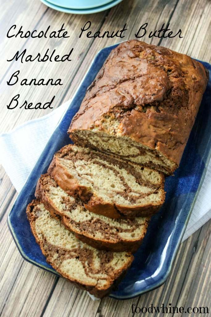 Chocolate Peanut Butter Marbled Banana Bread with Reese Spreads 