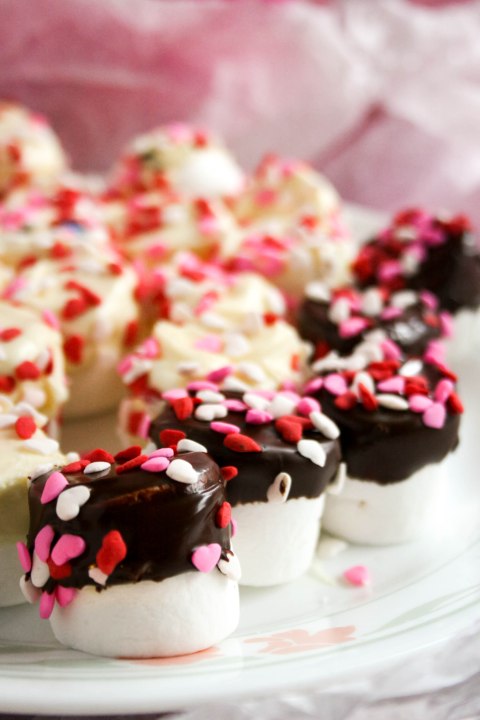 Chocolate covered marshmallows make an easy Valentine's Day treat