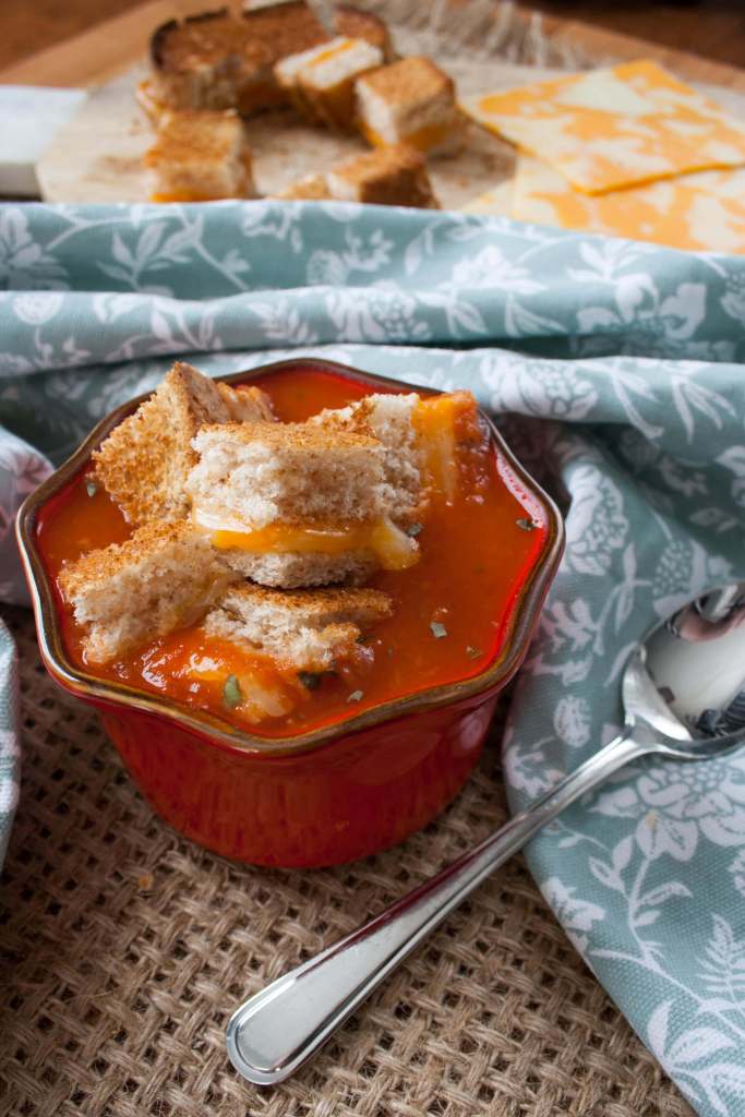 Tomato Soup and Grilled Cheese Croutons