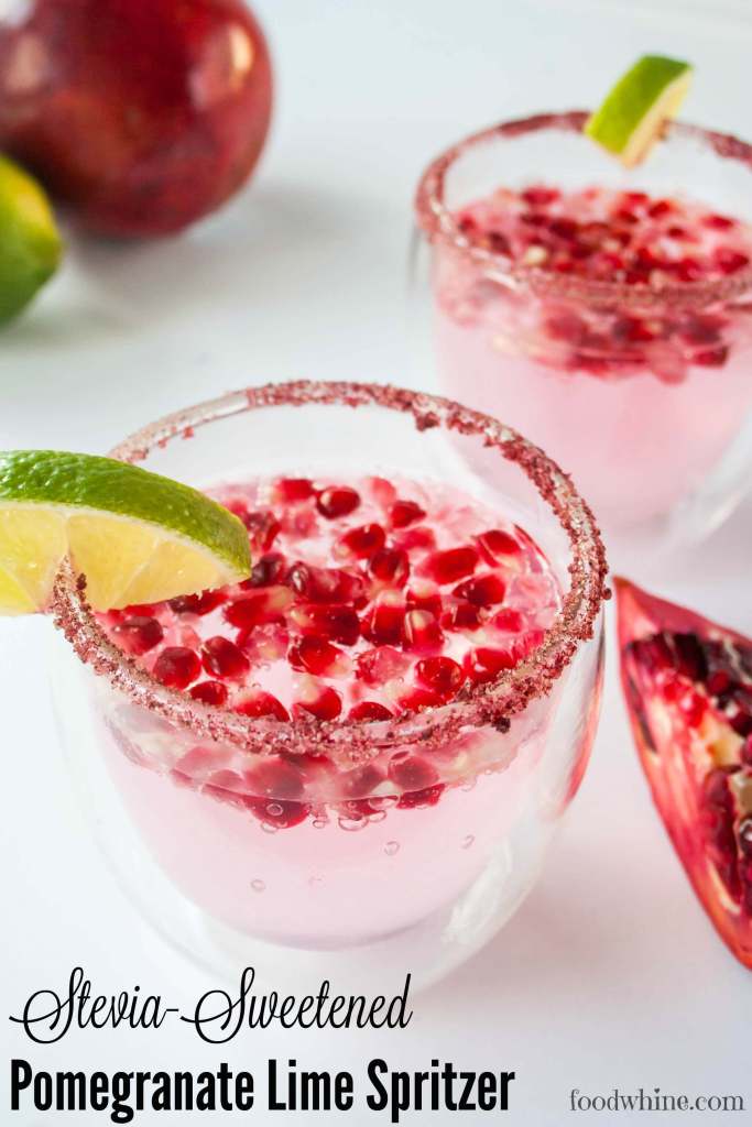 Stevia-Sweetened Pomegranate Lime Spritzer. No sugar, no alcohol.
