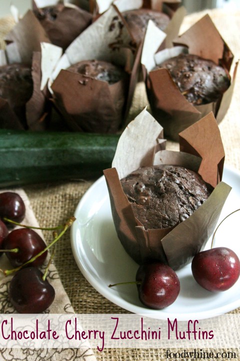 Chocolate Cherry Zucchini Muffins