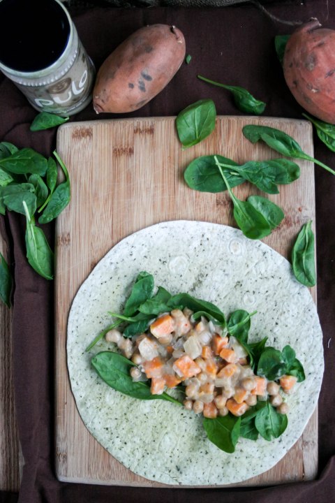 Coconut Adobo Yam & Chickpea Wraps