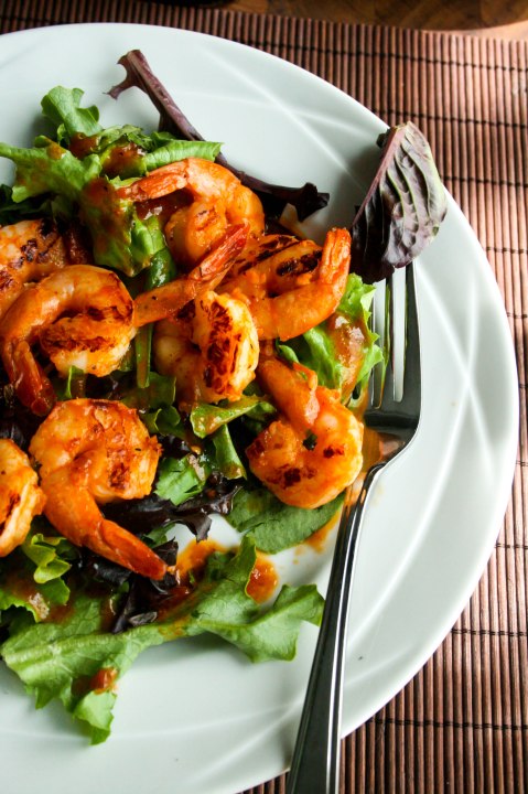 Grilled Shrimp and Mixed Greens with Maple Vinaigrette
