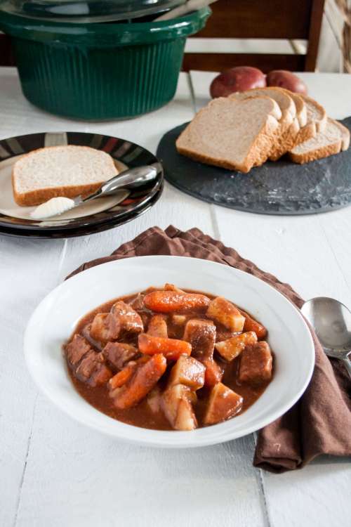 This is our family's favourite stew, and it's so easy to make. Throw everything into the pot and let it simmer all day. 