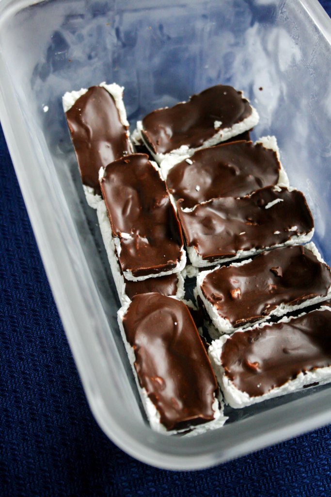 Chocolate peanut butter coconut freezer bars